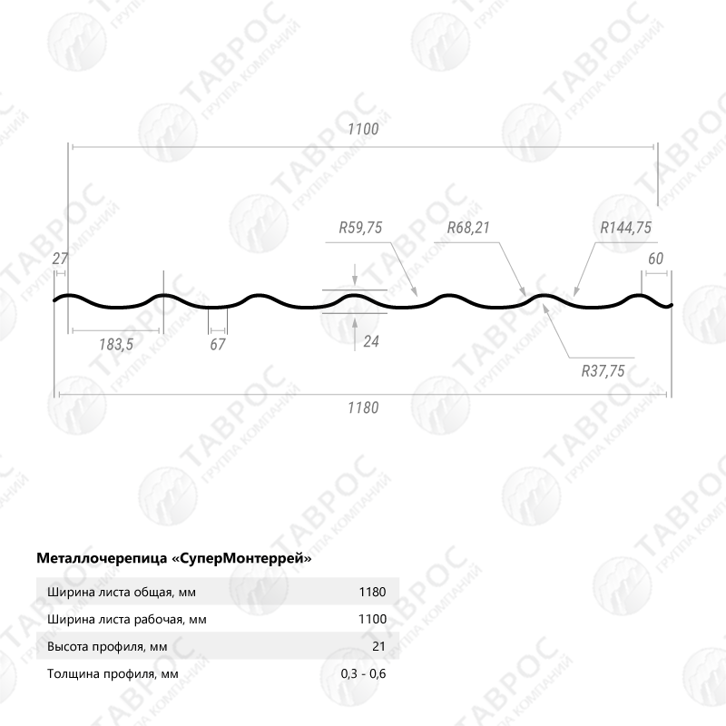 Металлочерепица Classic Гладкий полиэстер RAL 6005 850*1180*0,45