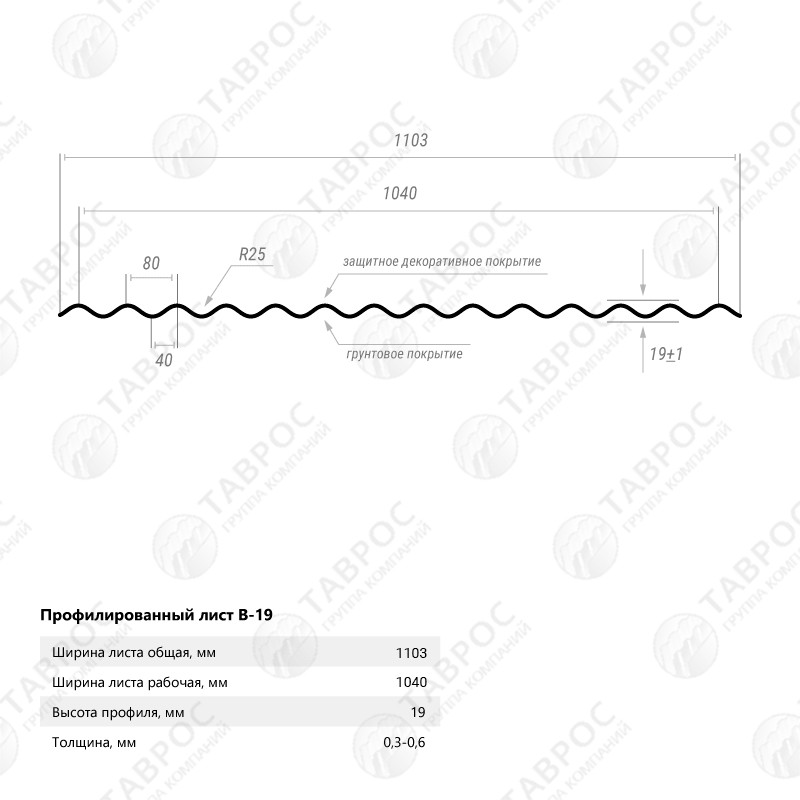 Гофрированный лист В-19 Гладкий полиэстер RAL 9003 (Белый) 1500*1103*0,5 односторонний