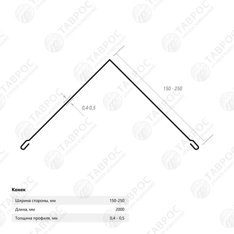 Конёк простой Гладкий полиэстер RAL 9003 (Белый) 2000*150