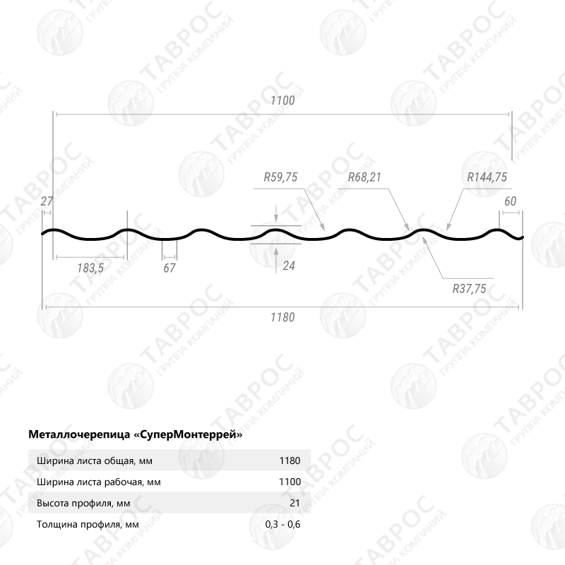 Металлочерепица Classic Гладкий полиэстер RAL 6005 1200*1180*0,45