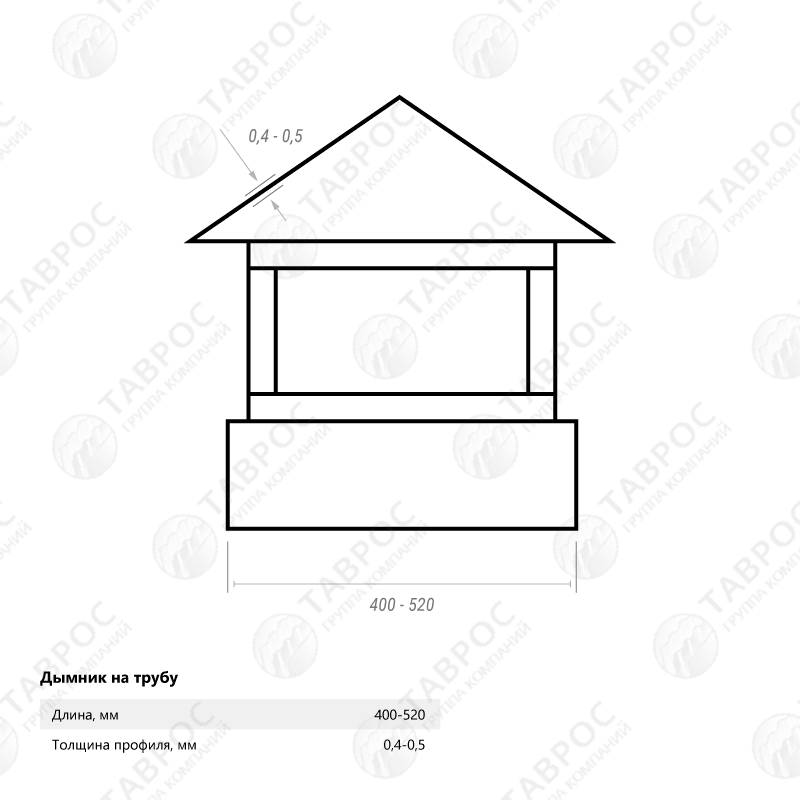 Дымник на трубу Zn 520*400