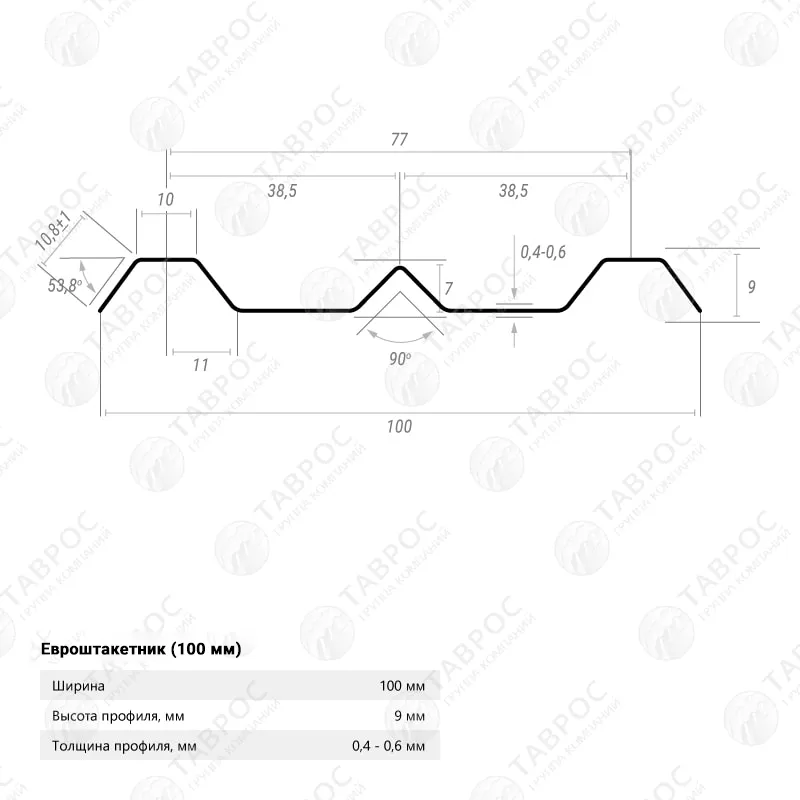 Металлический штакетник Гладкий полиэстер RAL 9005 (Глубокий черный) 1500*100*0,45 односторонний Прямой